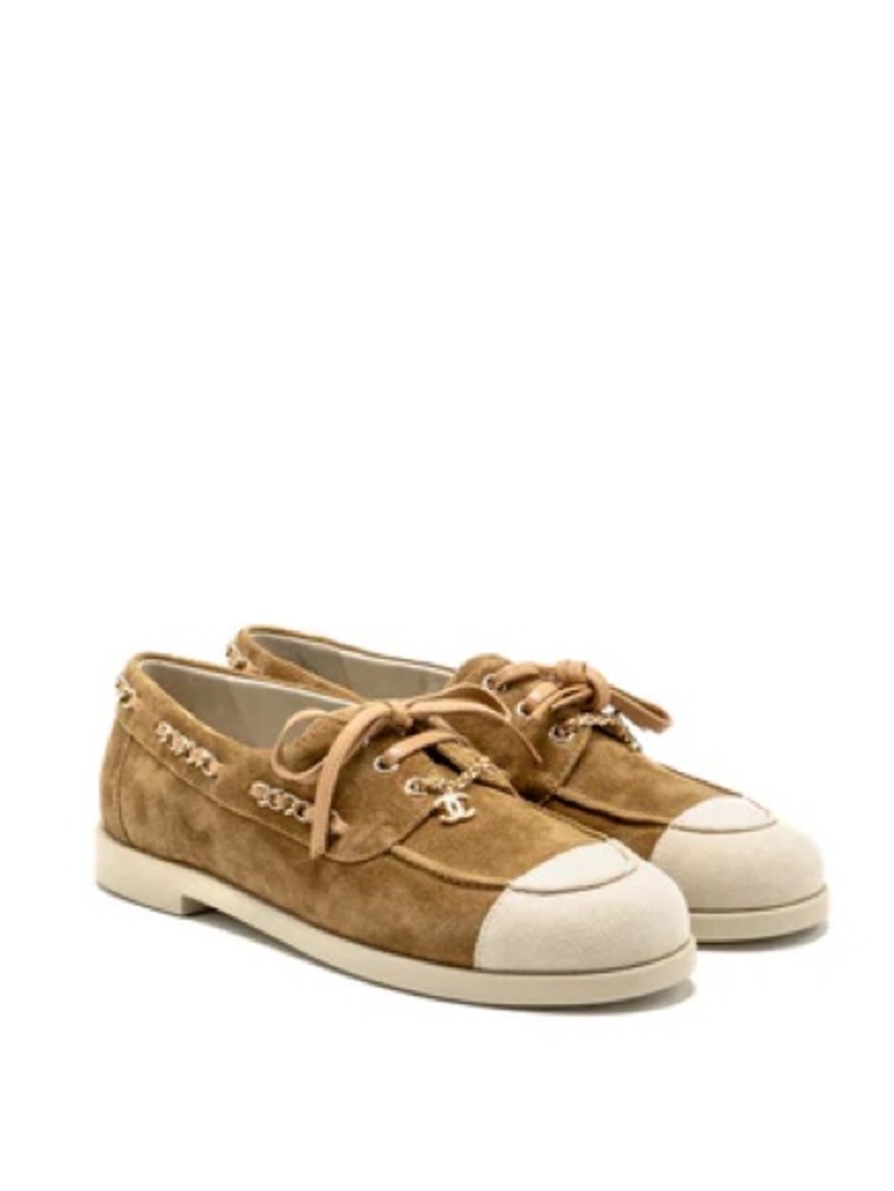 Chanel tan suede boat shoes moccasins